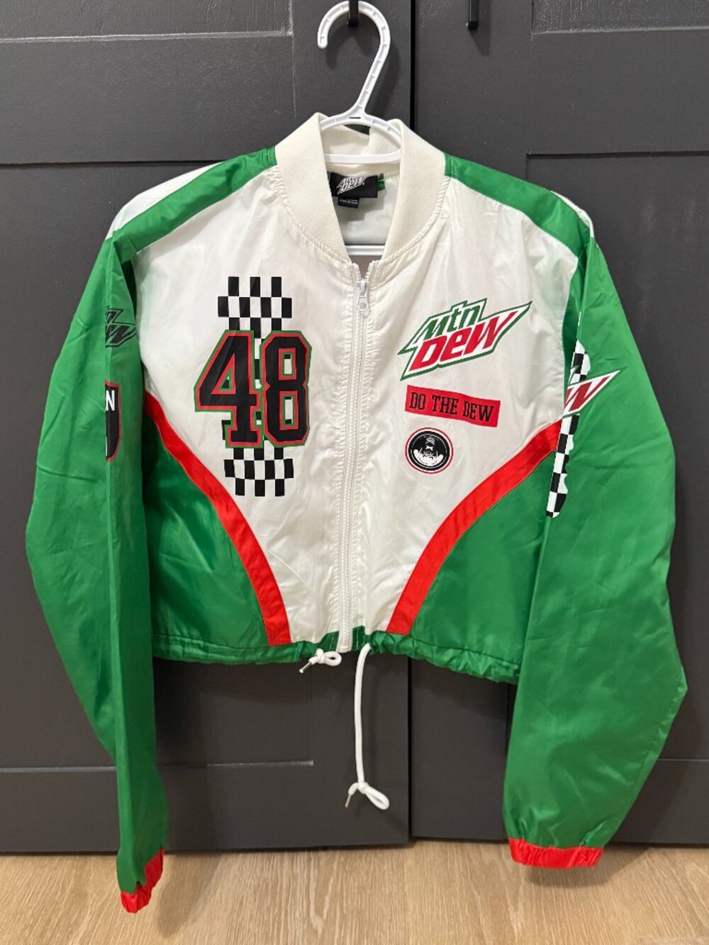 Mountain Dew Racing #48 Cropped Windbreaker Jacket | Y2K NASCAR | Size S